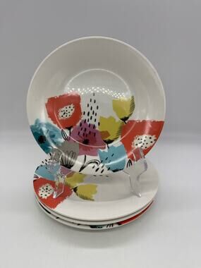 Orly Maison Watercolor Floral Set of 4 Salad Plates 7.5" Pastel Flowers New York